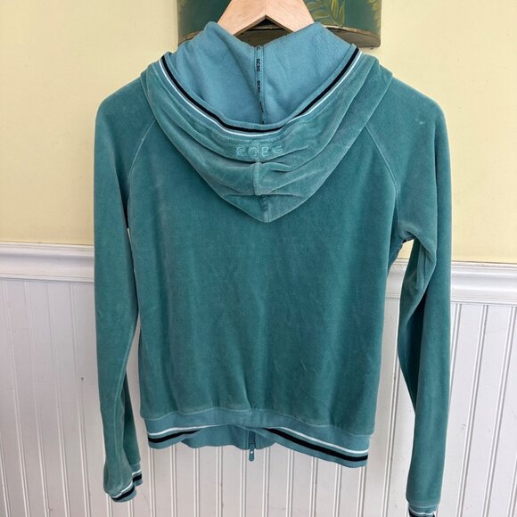 BCBG Max Azria Womens Teal Zip-Up Hoodie Jacket L - Picture 2 of 8